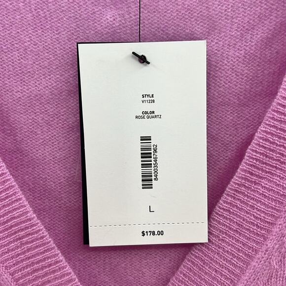 C by Bloomingdale's 100% Cashmere V-neck Cardigan - Rose Quartz - L - NWT - Picture 5 of 6